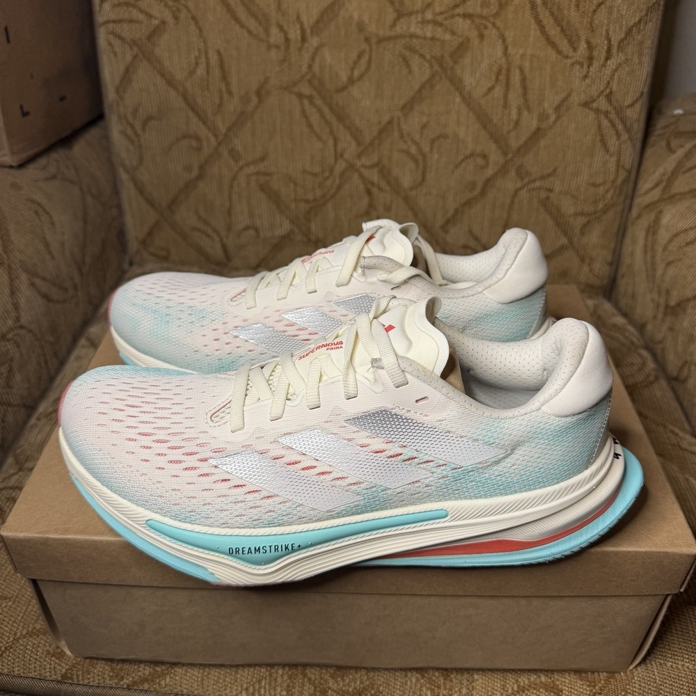 adidas Supernova Prima Running Womens‎ Blue Size 9, White Athletic Shoes ID368